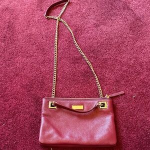 Elegant Red Leather Shoulder Bag